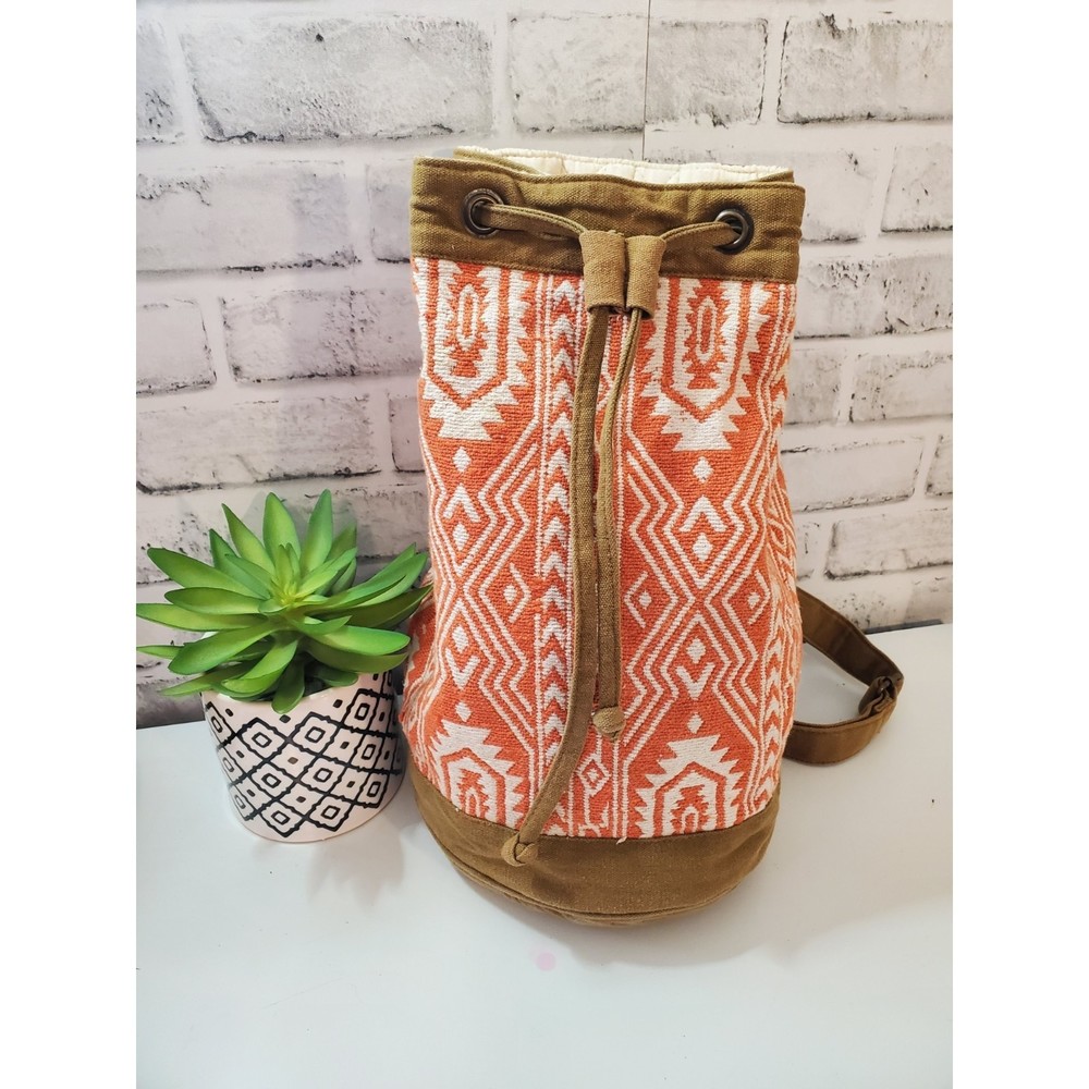 World Market Canvas Cotton Drawstring Backpack